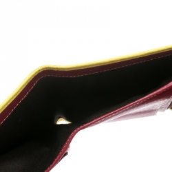 Pre Owned Carolina Herrera Yellow Monogram Compact Wallet