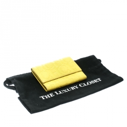 Pre Owned Carolina Herrera Yellow Monogram Compact Wallet