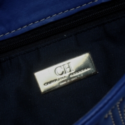 Pre Owned Carolina Herrera Blue Monogram Leather Jerry Clutch 