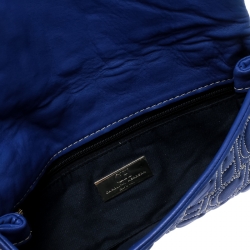 Pre Owned Carolina Herrera Blue Monogram Leather Jerry Clutch 