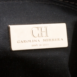 Pre Owned Carolina Herrera Black Monogram Leather Matteo Tote