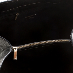 Pre Owned Carolina Herrera Black Monogram Leather Matteo Tote