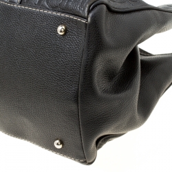 Pre Owned Carolina Herrera Black Monogram Leather Matteo Tote