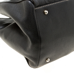 Pre Owned Carolina Herrera Black Monogram Leather Matteo Tote