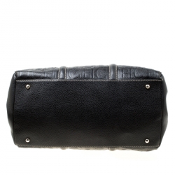 Pre Owned Carolina Herrera Black Monogram Leather Matteo Tote