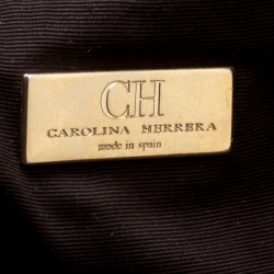 Pre Owned Carolina Herrera Brown Monogram Leather Shopper Tote