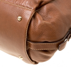 Pre Owned Carolina Herrera Brown Monogram Leather Shopper Tote