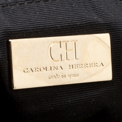 Pre Owned حقيبة يد كارولينا هيريرا بوبي جلد  مونوغرامية سوداء