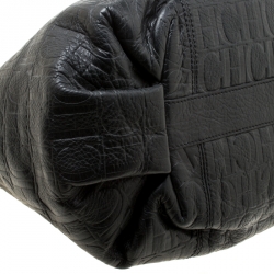 Pre Owned حقيبة يد كارولينا هيريرا بوبي جلد  مونوغرامية سوداء