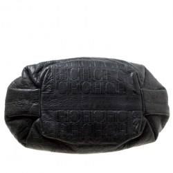 Pre Owned حقيبة يد كارولينا هيريرا بوبي جلد  مونوغرامية سوداء