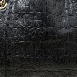 Pre Owned حقيبة يد كارولينا هيريرا بوبي جلد  مونوغرامية سوداء