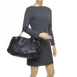 Pre Owned حقيبة يد كارولينا هيريرا بوبي جلد  مونوغرامية سوداء