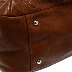 Pre Owned Carolina Herrera Brown Monogram Leather Bow Hobo