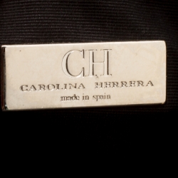 Pre Owned Carolina Herrera Beige/Off White Monogram Canvas and Leather Shopper Tote