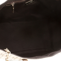 Pre Owned Carolina Herrera Beige/Off White Monogram Canvas and Leather Shopper Tote
