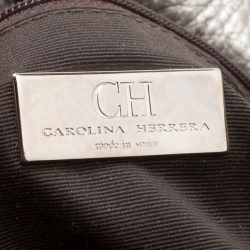 Pre Owned Carolina Herrera Grey Monogram Leather Audrey Shoulder Bag