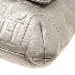 Pre Owned Carolina Herrera Grey Monogram Leather Audrey Shoulder Bag