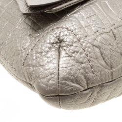 Pre Owned Carolina Herrera Grey Monogram Leather Audrey Shoulder Bag