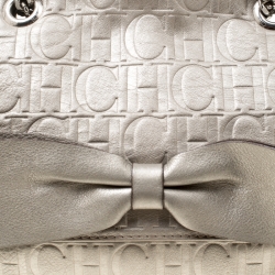 Pre Owned Carolina Herrera Grey Monogram Leather Audrey Shoulder Bag