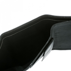 Pre Owned Carolina Herrera Black Monogram Leather Tri Fold Compact Wallet