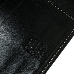 Pre Owned Carolina Herrera Black Monogram Leather Tri Fold Compact Wallet