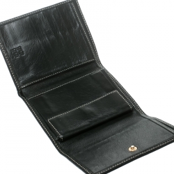 Pre Owned Carolina Herrera Black Monogram Leather Tri Fold Compact Wallet