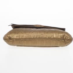Pre Owned Carolina Herrera ‘Audrey’ Bronze Monogram Embossed Bag