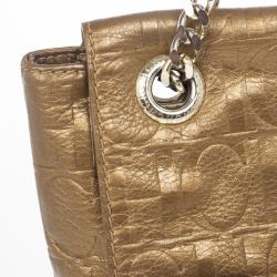 Pre Owned Carolina Herrera ‘Audrey’ Bronze Monogram Embossed Bag