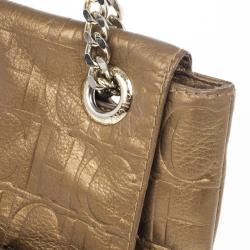 Pre Owned Carolina Herrera ‘Audrey’ Bronze Monogram Embossed Bag