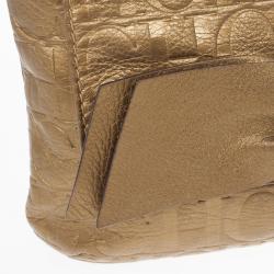 Pre Owned Carolina Herrera ‘Audrey’ Bronze Monogram Embossed Bag