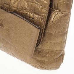 Pre Owned Carolina Herrera ‘Audrey’ Bronze Monogram Embossed Bag