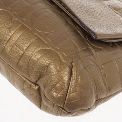 Pre Owned Carolina Herrera ‘Audrey’ Bronze Monogram Embossed Bag