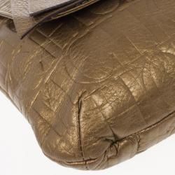Pre Owned Carolina Herrera ‘Audrey’ Bronze Monogram Embossed Bag