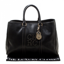 Carolina Herrera Black Leather Matteo Tote