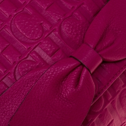 Pre Owned Carolina Herrera Hot Pink Monogram Leather Audrey Shoulder Bag