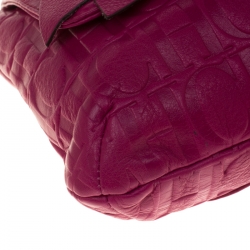 Pre Owned Carolina Herrera Hot Pink Monogram Leather Audrey Shoulder Bag