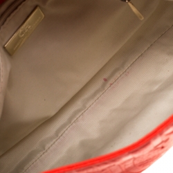 Pre Owned Carolina Herrera Red Monogram Leather Audrey Shoulder Bag