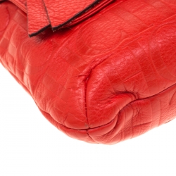 Pre Owned Carolina Herrera Red Monogram Leather Audrey Shoulder Bag