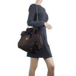 Pre Owned Carolina Herrera Bow Drawstring Chain Hobo