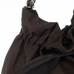 Pre Owned Carolina Herrera Bow Drawstring Chain Hobo