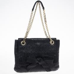 Pre Owned Carolina Herrera ‘Audrey’ Black Monogram Embossed Bag