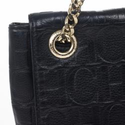 Pre Owned Carolina Herrera ‘Audrey’ Black Monogram Embossed Bag