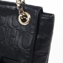 Pre Owned Carolina Herrera ‘Audrey’ Black Monogram Embossed Bag