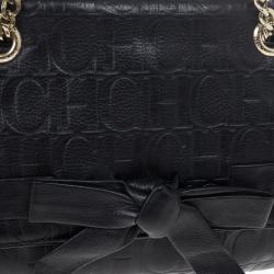 Pre Owned Carolina Herrera ‘Audrey’ Black Monogram Embossed Bag