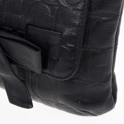 Pre Owned Carolina Herrera ‘Audrey’ Black Monogram Embossed Bag