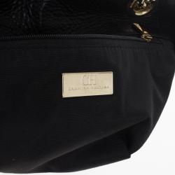 Pre Owned Carolina Herrera ‘Audrey’ Black Monogram Embossed Bag