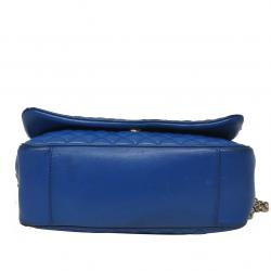 Pre Owned Carolina Herrera Blue Quilted Leather Chain Shoulder Bag