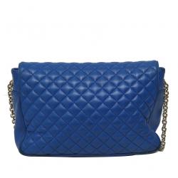 Pre Owned Carolina Herrera Blue Quilted Leather Chain Shoulder Bag