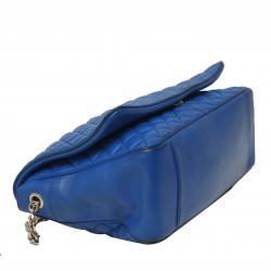 Pre Owned Carolina Herrera Blue Quilted Leather Chain Shoulder Bag
