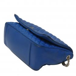 Pre Owned Carolina Herrera Blue Quilted Leather Chain Shoulder Bag